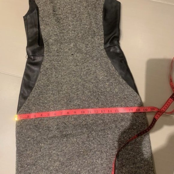 100% Wool Dress with Super Soft Black Leather Sz 6 Midi - Picture 7 of 7